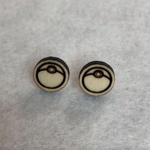 Pokemon Wood Stud Earrings - Pokeball
